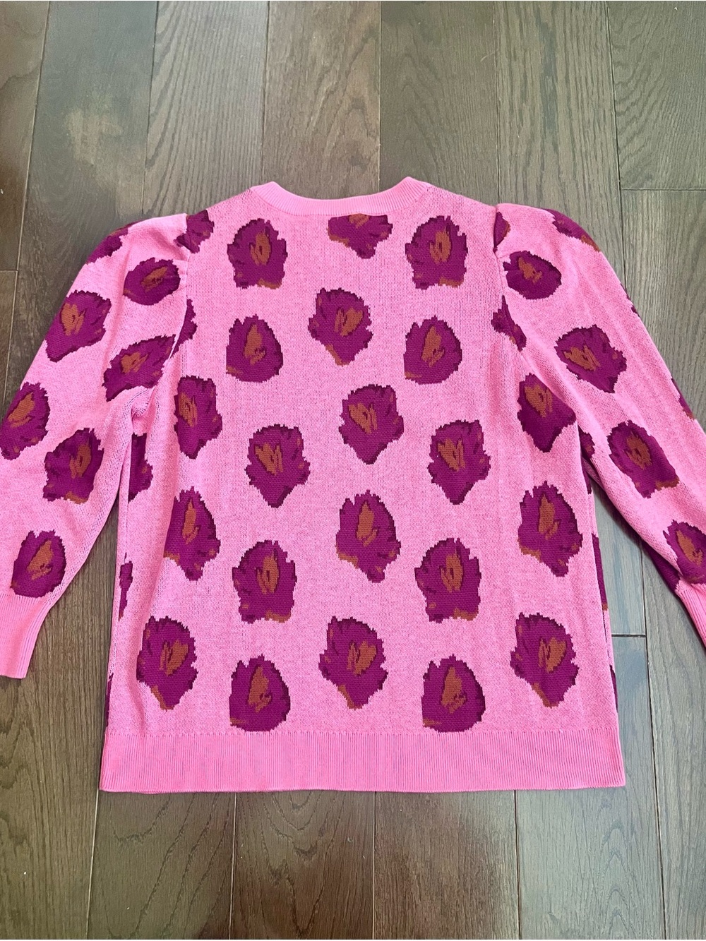 CROSBY by Mollie Burch Bright Pink Floral Jacquard Crewneck Sweater - Picture 5 of 7